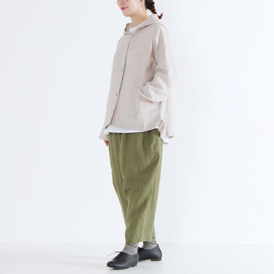 麻100% フード付きブルゾン リネン平織り生地使用