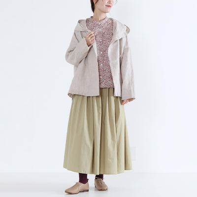 麻100% フード付きブルゾン リネン平織り生地使用