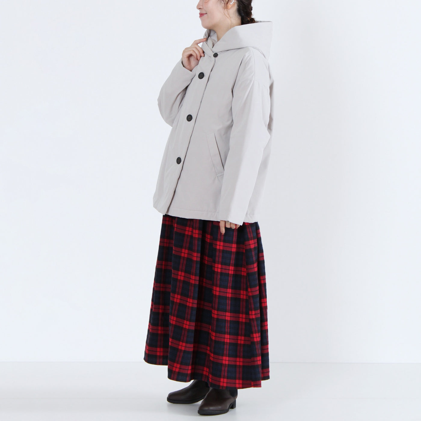 中綿ボンディングフードジャケット 裏地付き