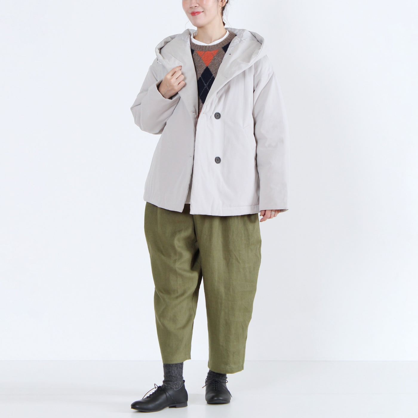 中綿ボンディングフードジャケット 裏地付き