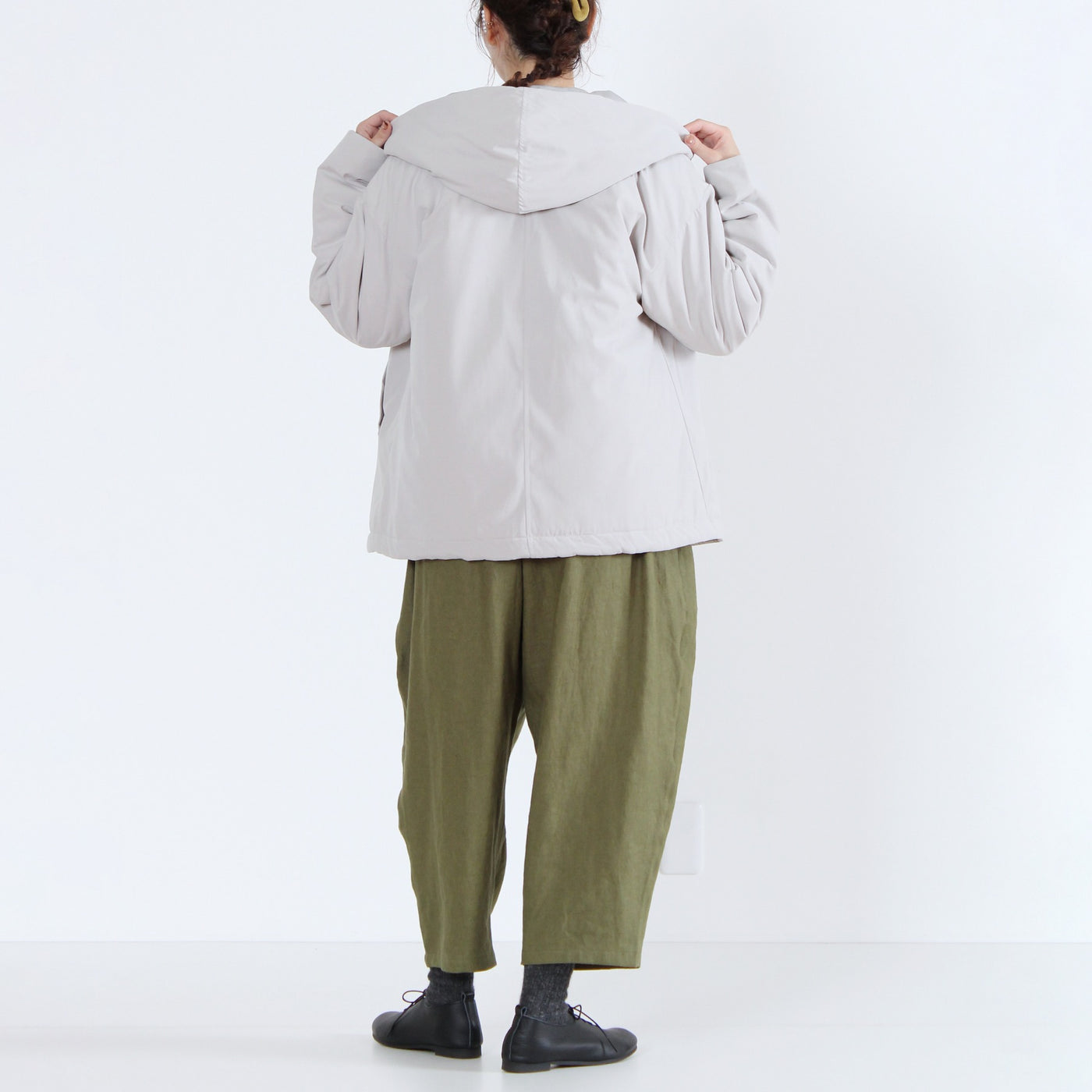 中綿ボンディングフードジャケット 裏地付き