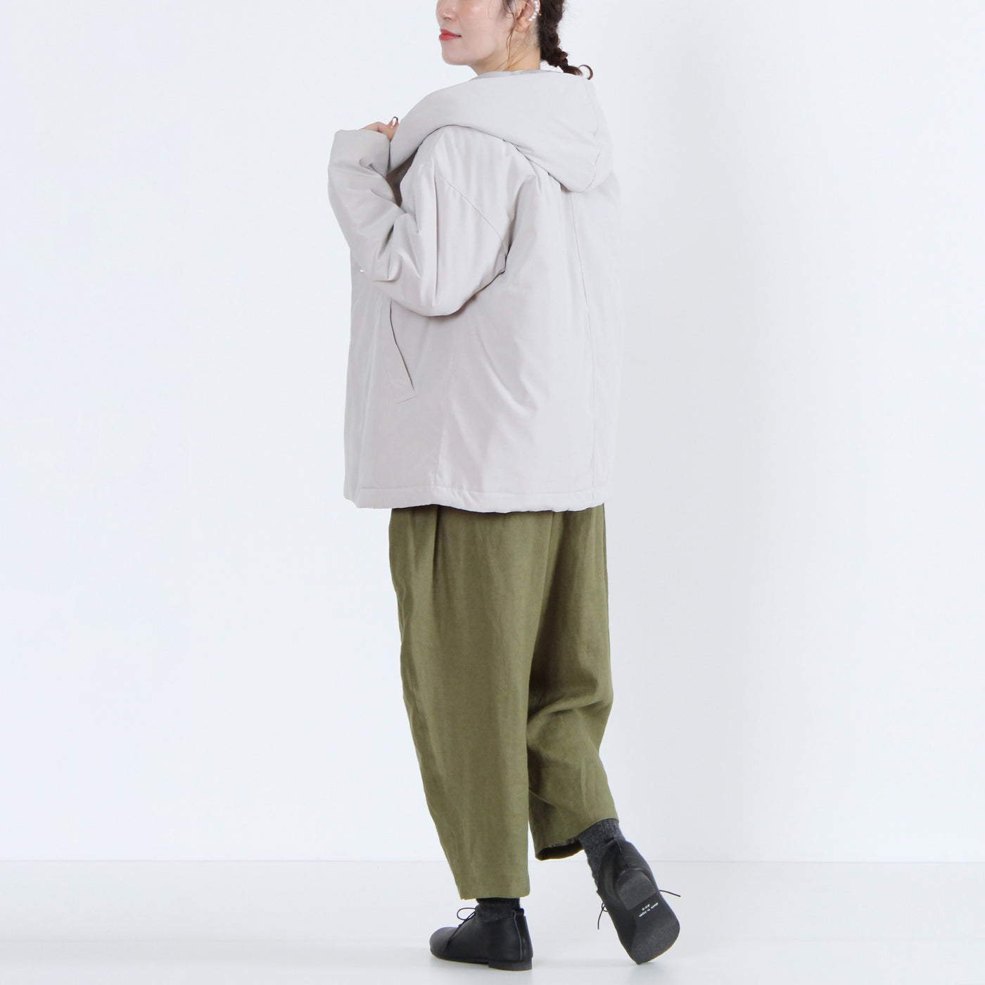 中綿ボンディングフードジャケット 裏地付き