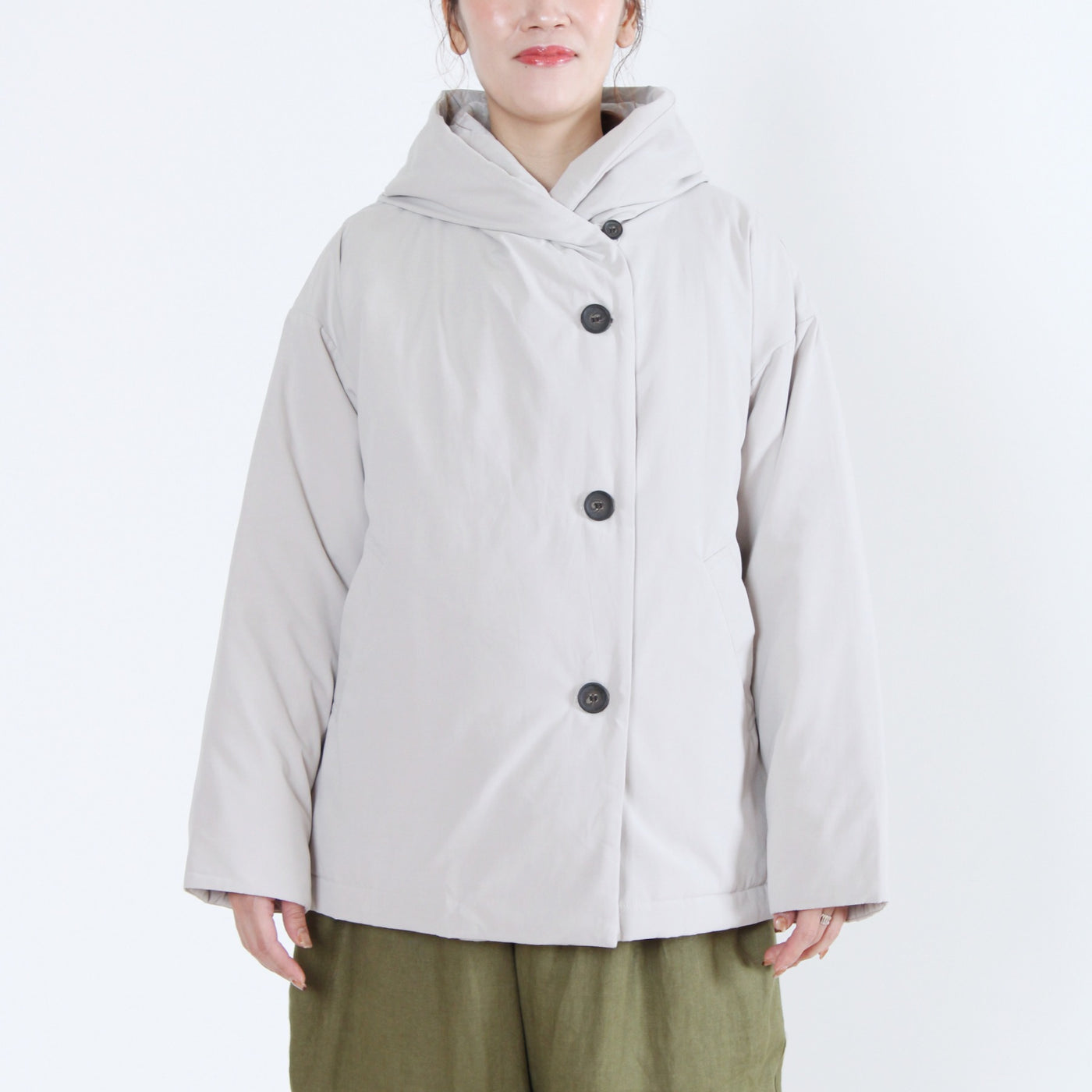 中綿ボンディングフードジャケット 裏地付き