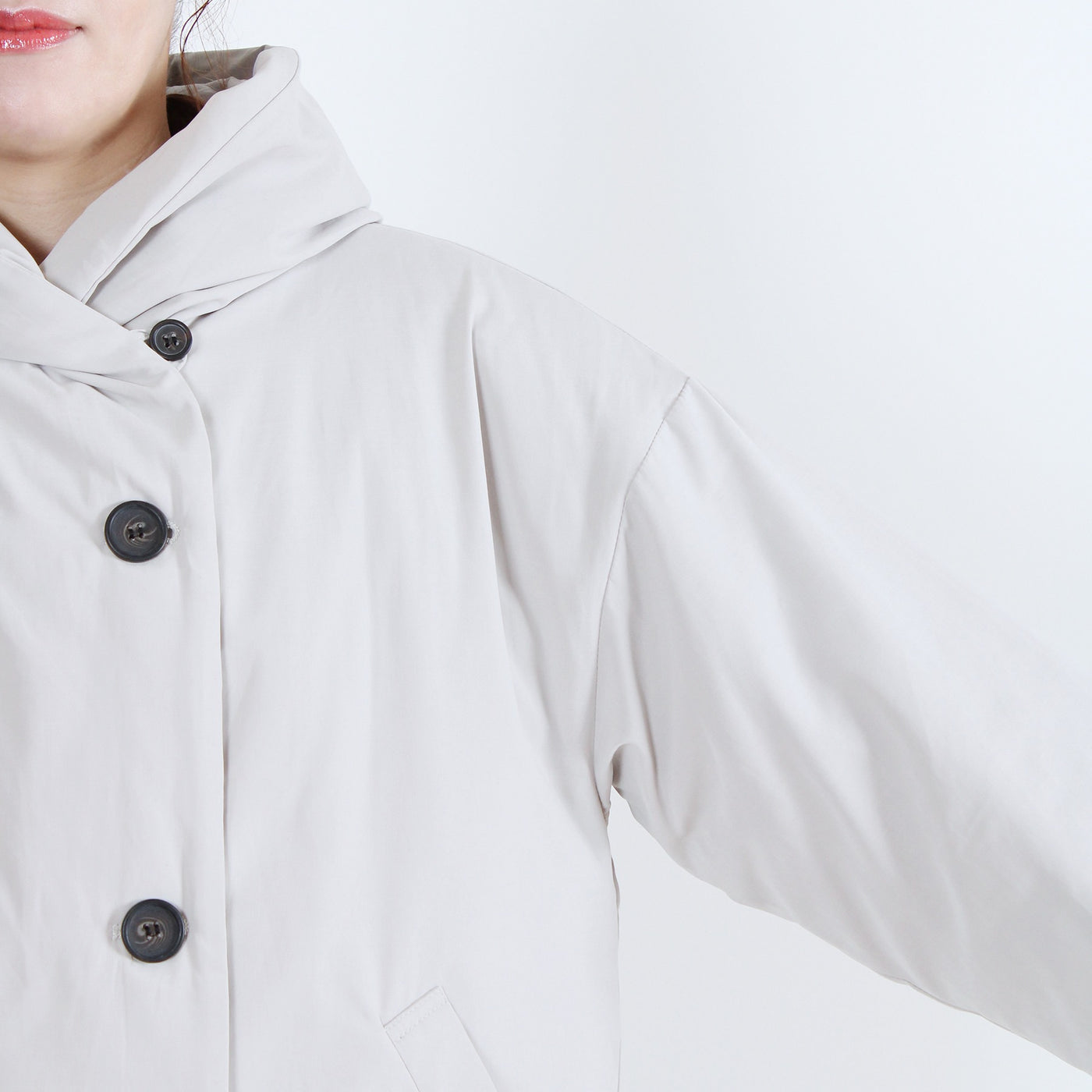 中綿ボンディングフードジャケット 裏地付き