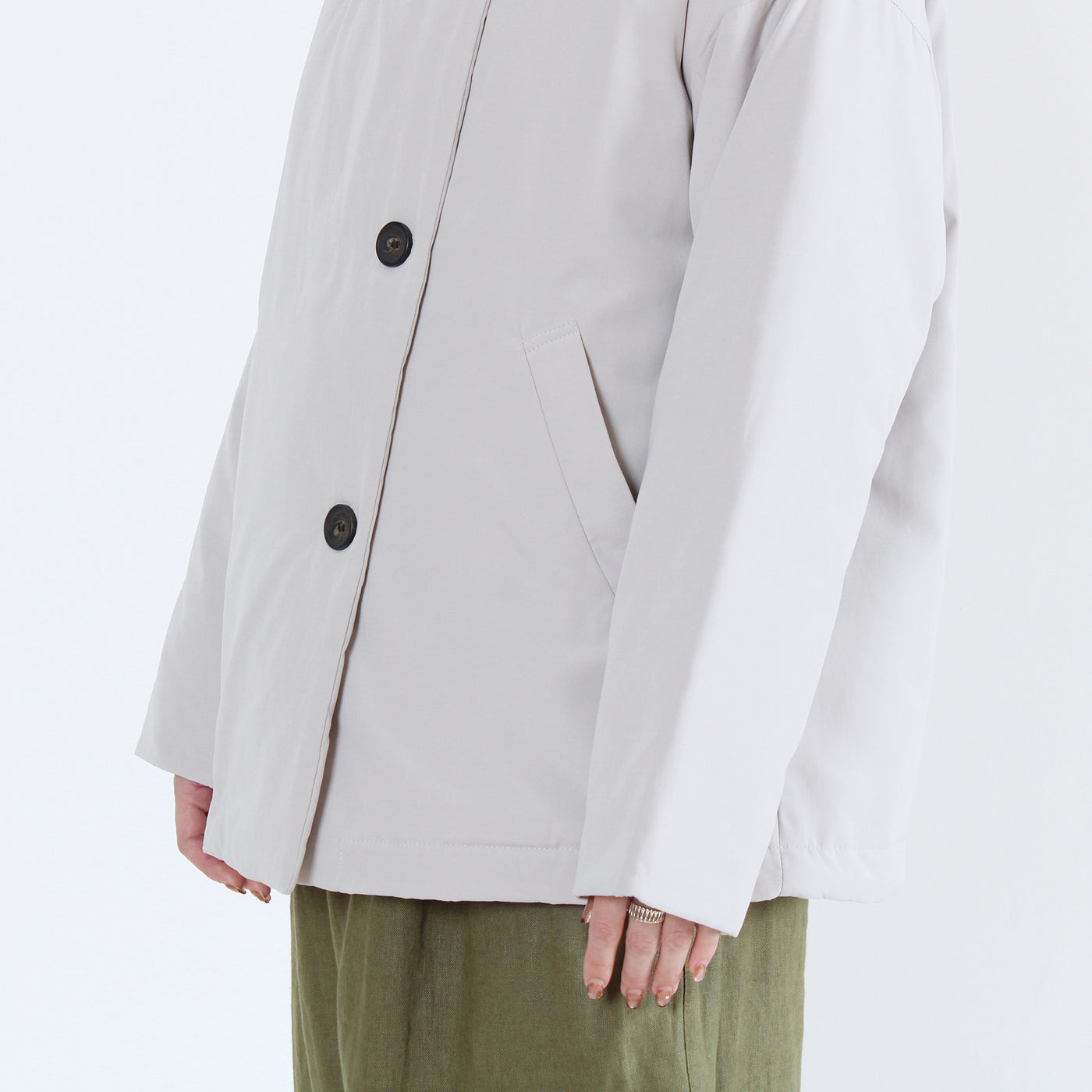 中綿ボンディングフードジャケット 裏地付き