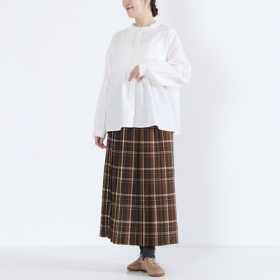 綿麻混 ピコレースピンタックブラウス 平織り生地使用