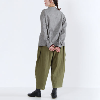 綿麻混 ピコレースピンタックブラウス 平織り生地使用