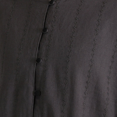 綿麻混 総刺繍切り替えワンピース コットンリネン平織り生地使用