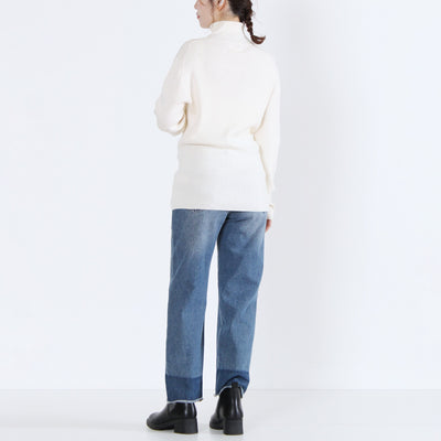 綿カシミヤ混 タートルリブニットプルオーバー