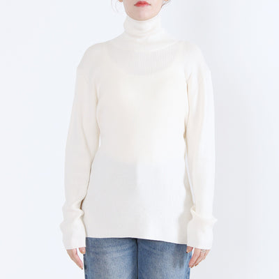 綿カシミヤ混 タートルリブニットプルオーバー