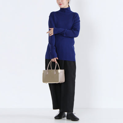 綿カシミヤ混 タートルリブニットプルオーバー