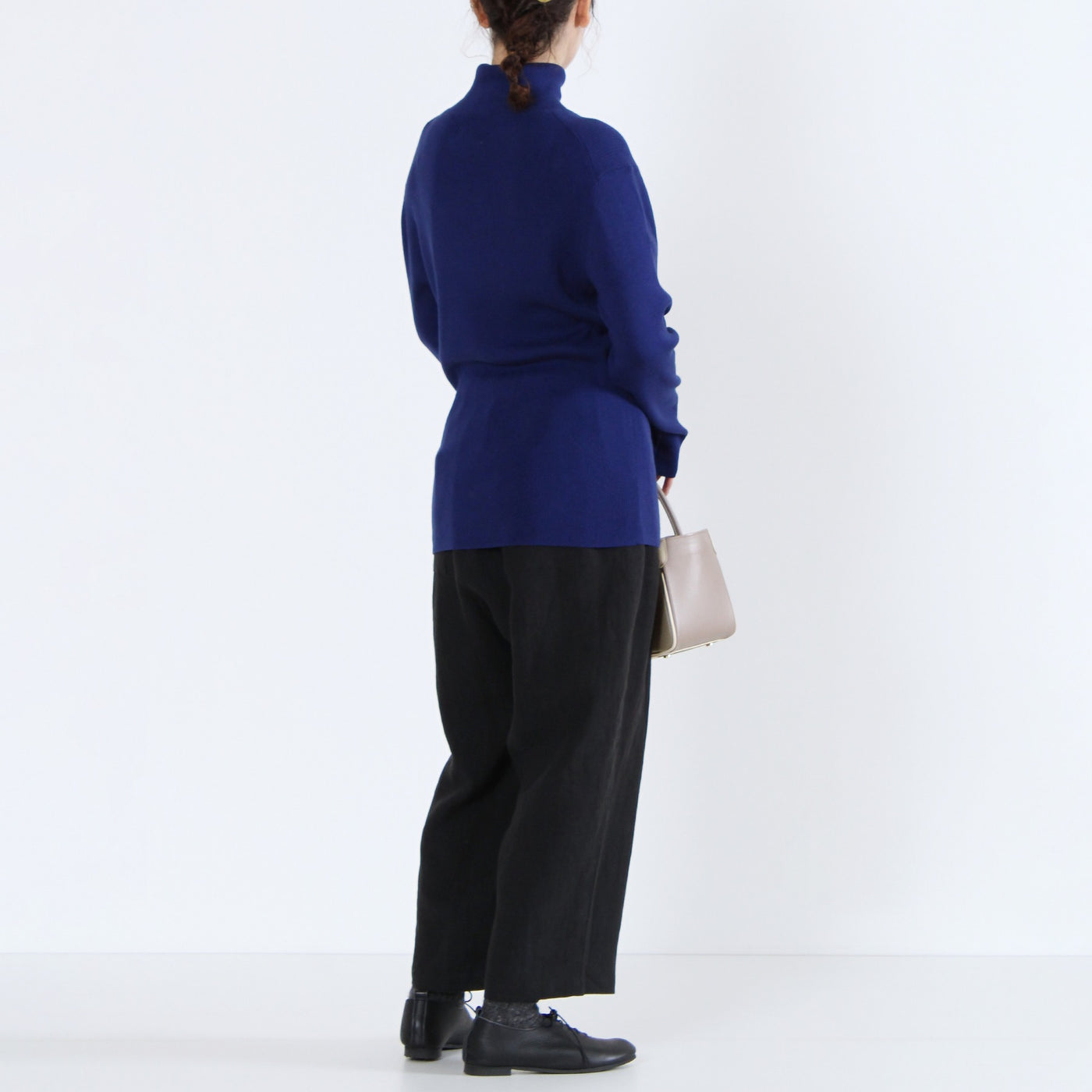 綿カシミヤ混 タートルリブニットプルオーバー