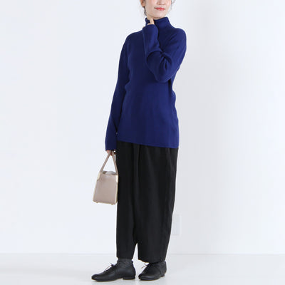 綿カシミヤ混 タートルリブニットプルオーバー