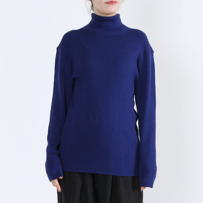 綿カシミヤ混 タートルリブニットプルオーバー