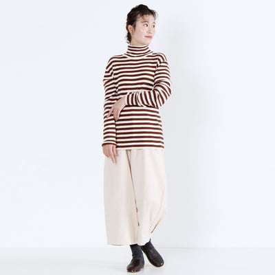 綿カシミヤ混 タートルリブニットプルオーバー