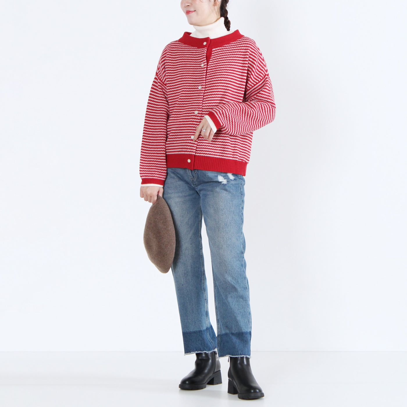 ウール混 2WAYカーディガン イタリーメリノウール使用