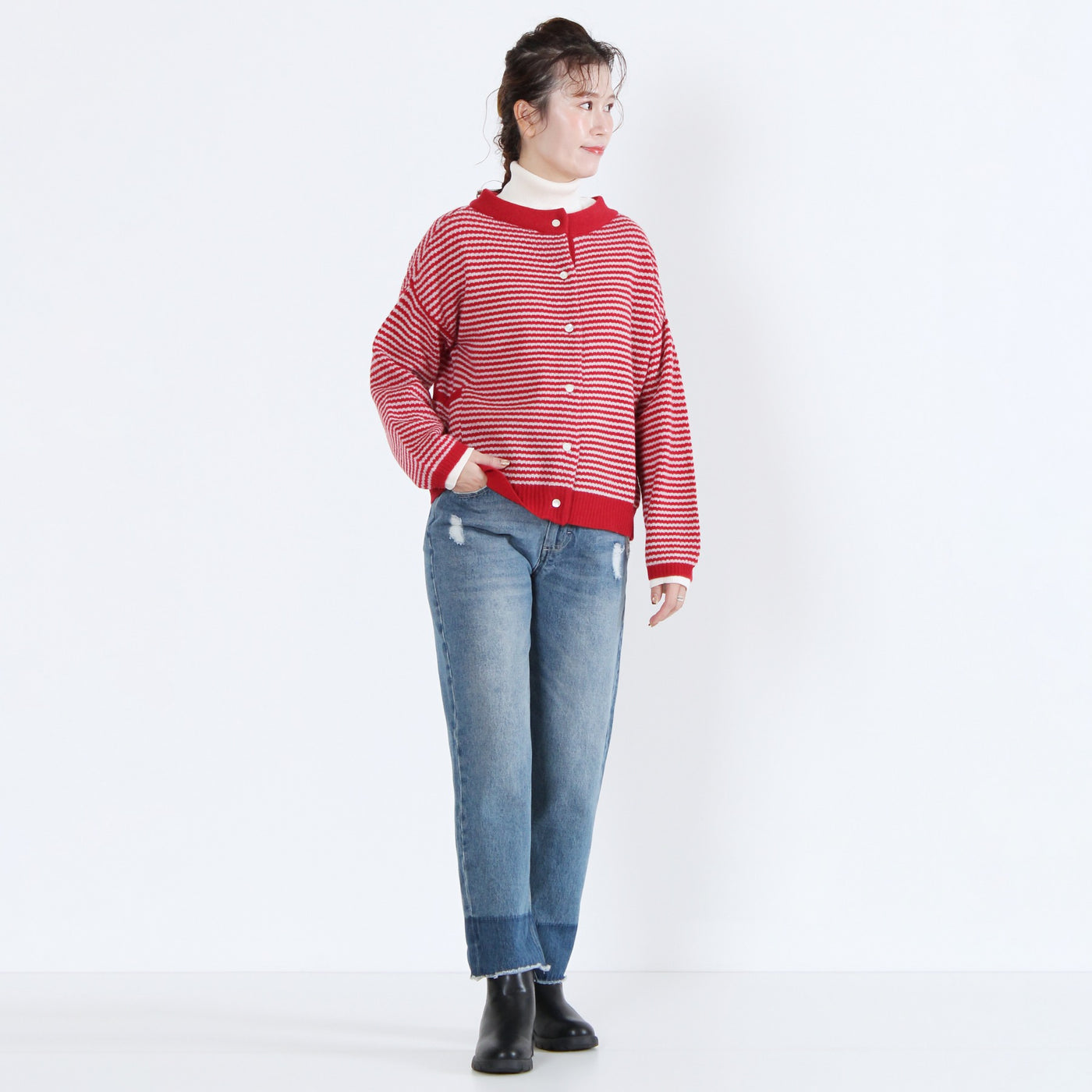 ウール混 2WAYカーディガン イタリーメリノウール使用