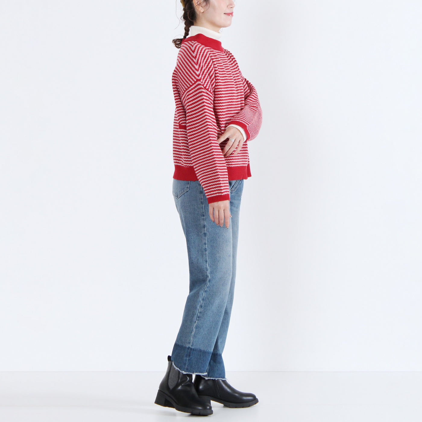 ウール混 2WAYカーディガン イタリーメリノウール使用