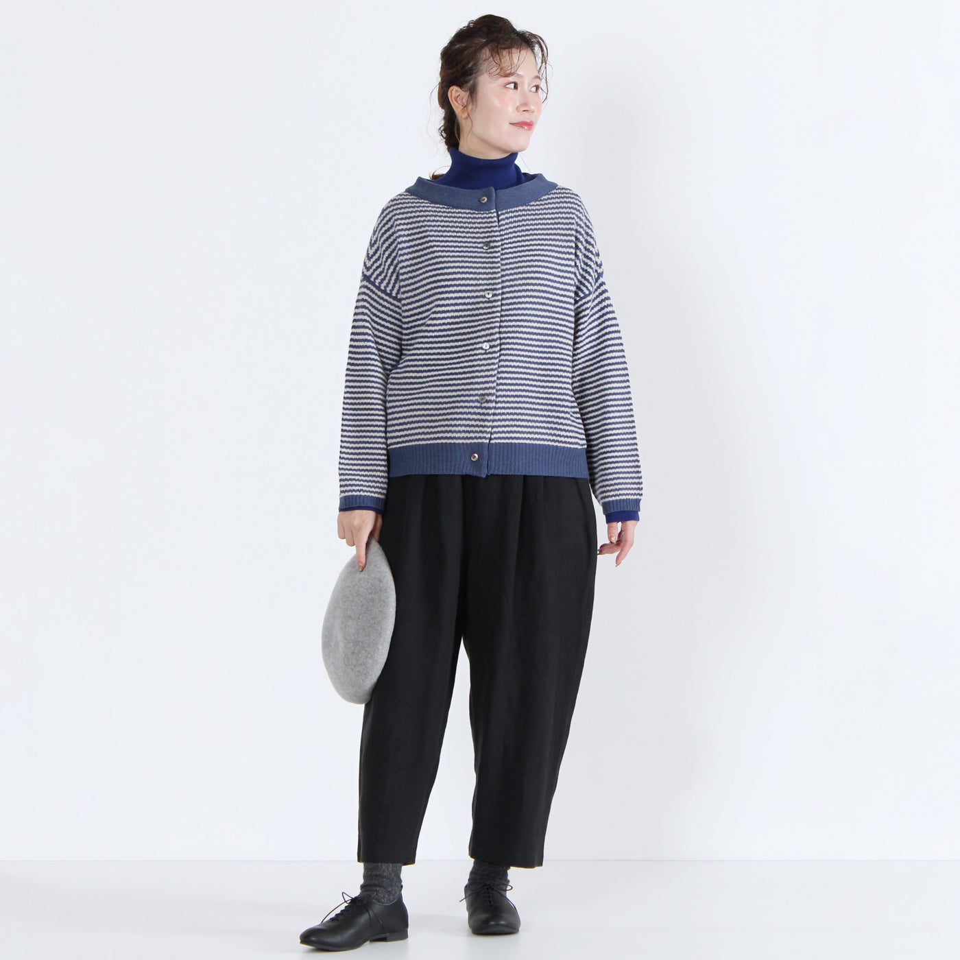 ウール混 2WAYカーディガン イタリーメリノウール使用