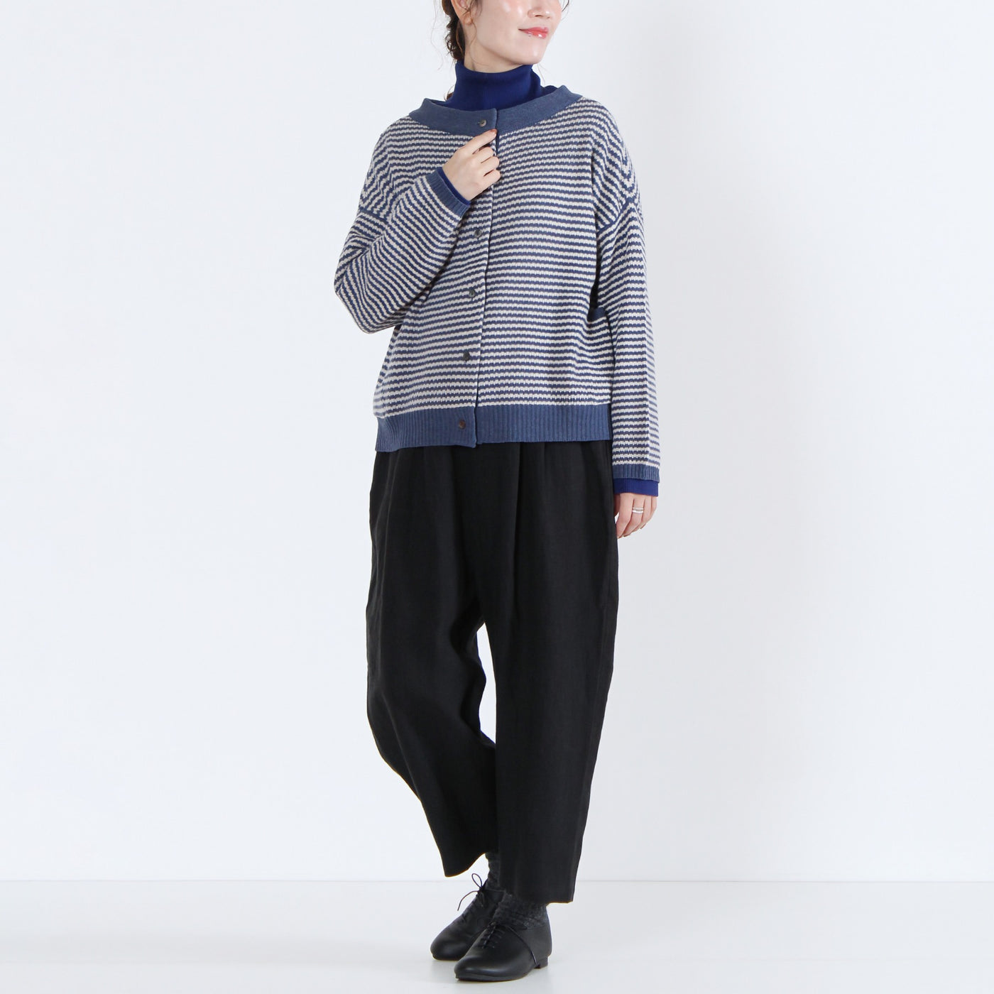 ウール混 2WAYカーディガン イタリーメリノウール使用