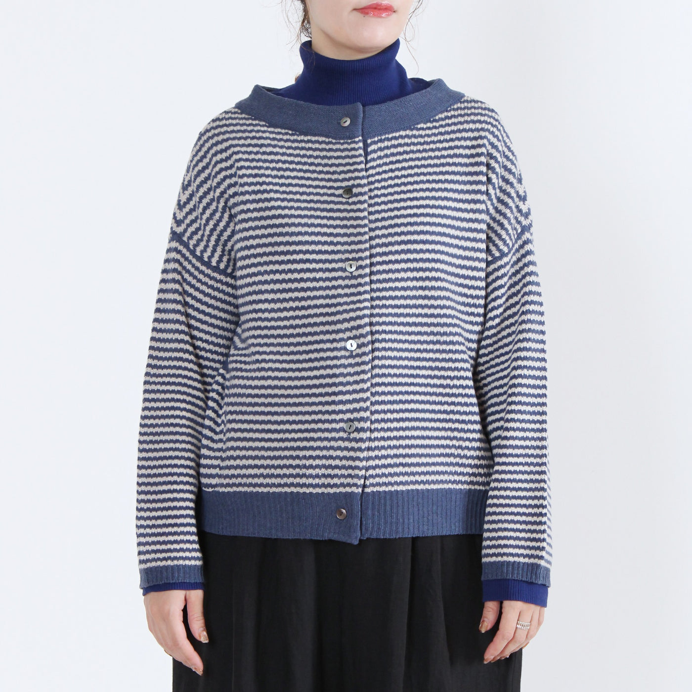 ウール混 2WAYカーディガン イタリーメリノウール使用