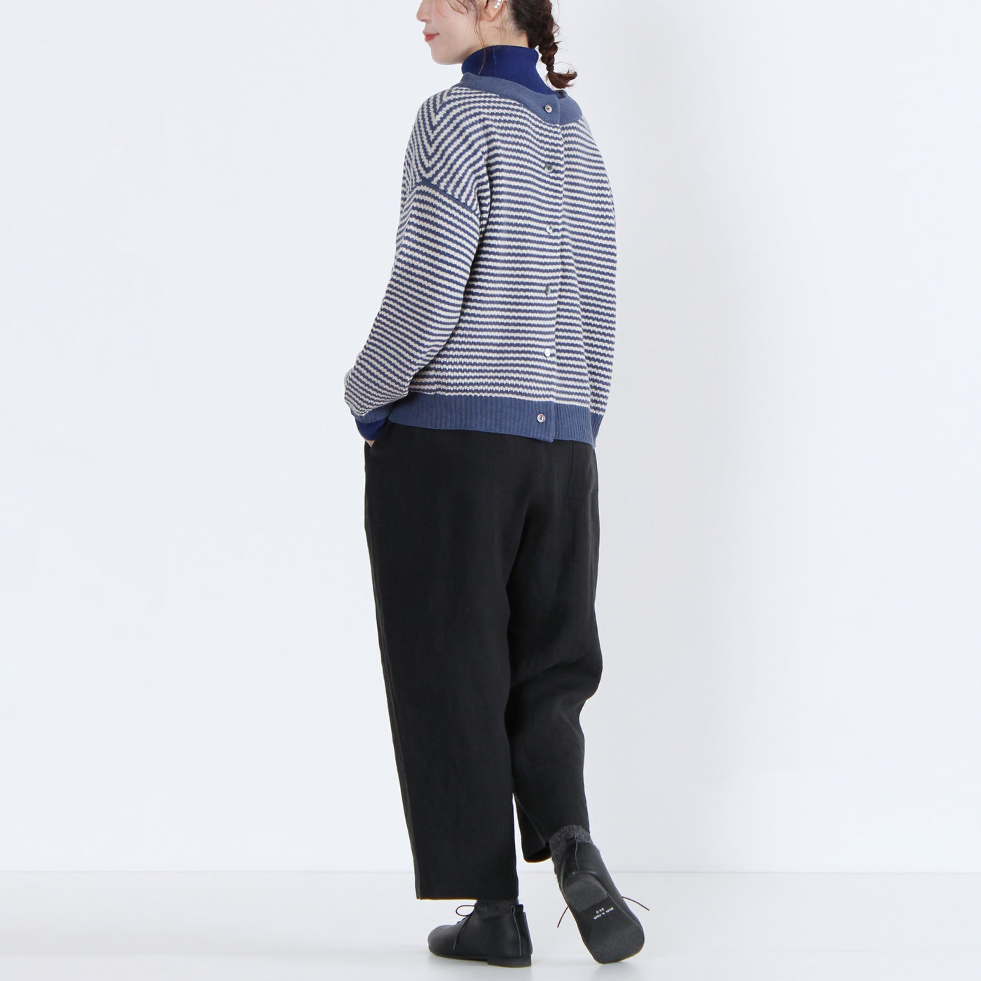 ウール混 2WAYカーディガン イタリーメリノウール使用