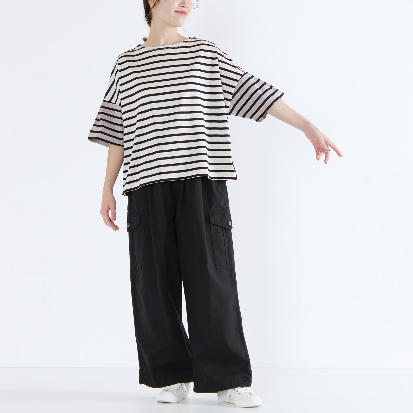 日本製 綿100% クレイジーボーダーTシャツ