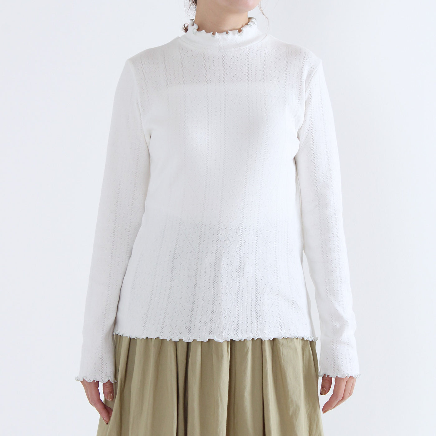 日本製 綿100% バイカラー ハイネックプルオーバー フライス生地使用