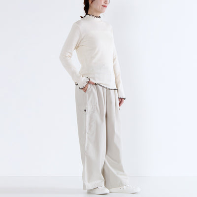 日本製 綿100% バイカラー ハイネックプルオーバー フライス生地使用