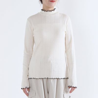 日本製 綿100% バイカラー ハイネックプルオーバー フライス生地使用