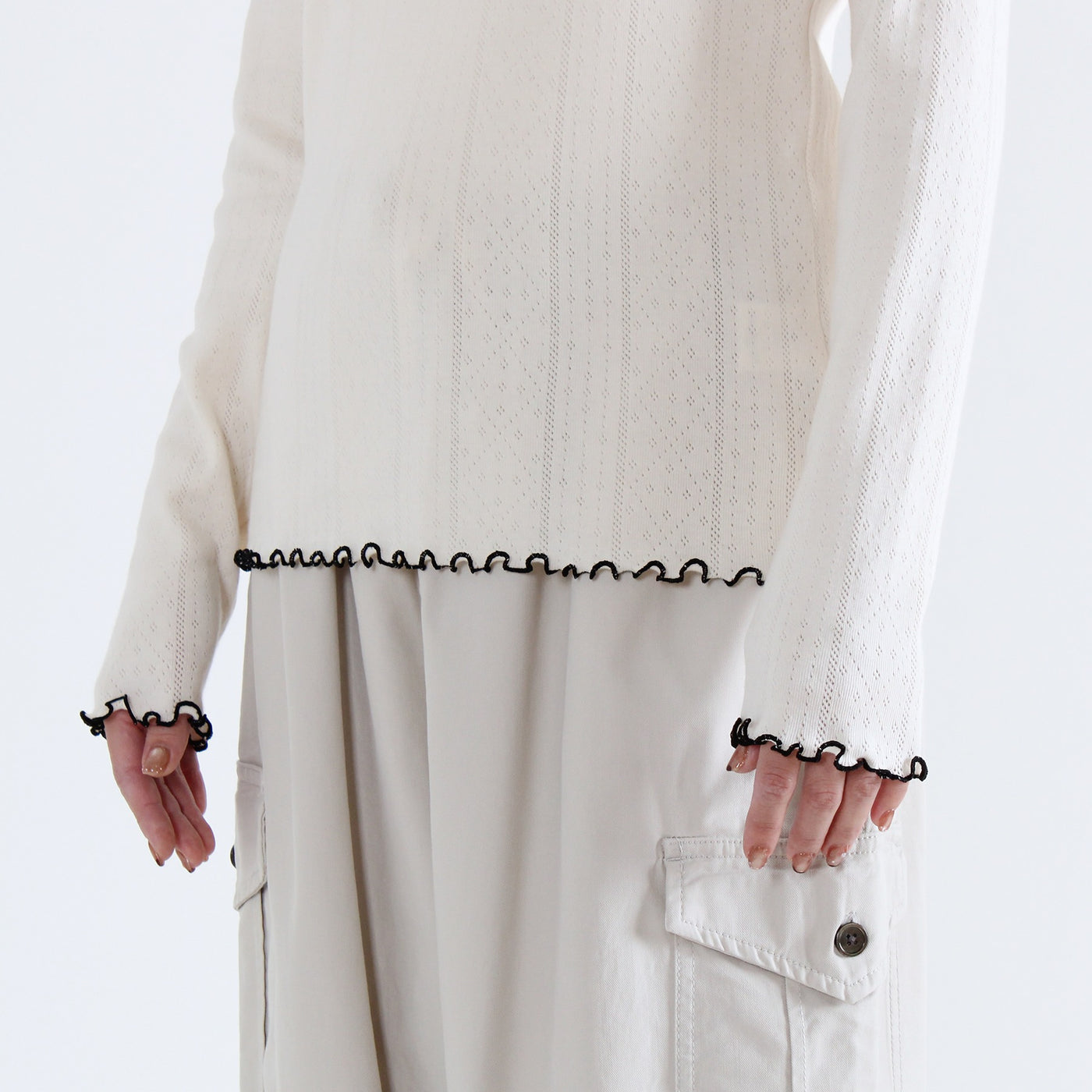 日本製 綿100% バイカラー ハイネックプルオーバー フライス生地使用