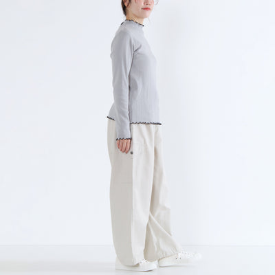 日本製 綿100% バイカラー ハイネックプルオーバー フライス生地使用