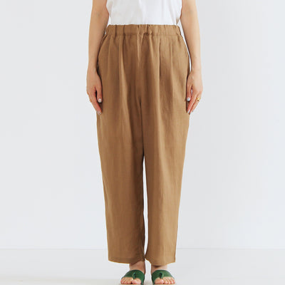 麻100% クロップドパンツ リネンキャンバス使用