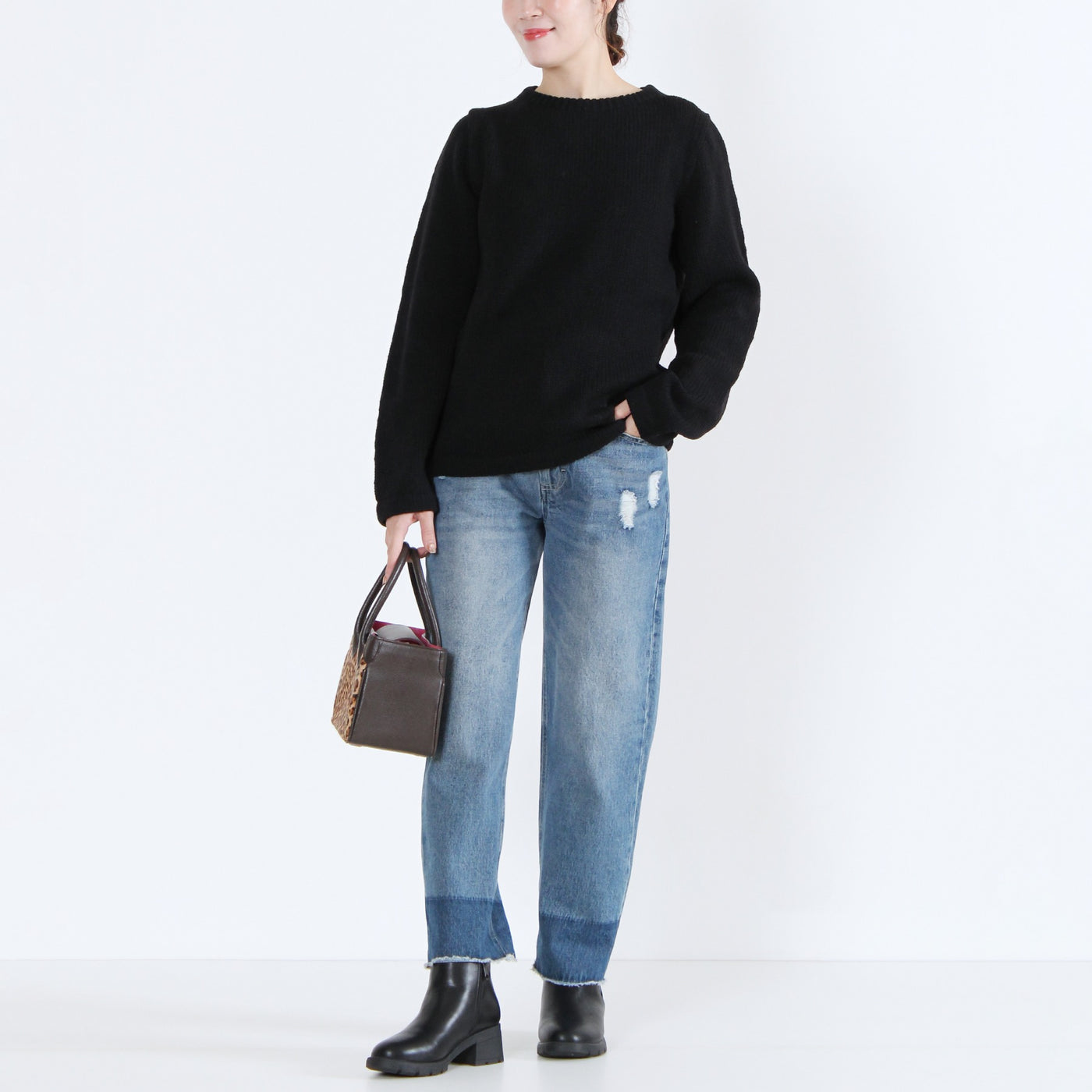 ウール100% ハートパッチニットプルオーバー ペルー産ニット使用