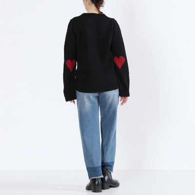 ウール100% ハートパッチニットプルオーバー ペルー産ニット使用