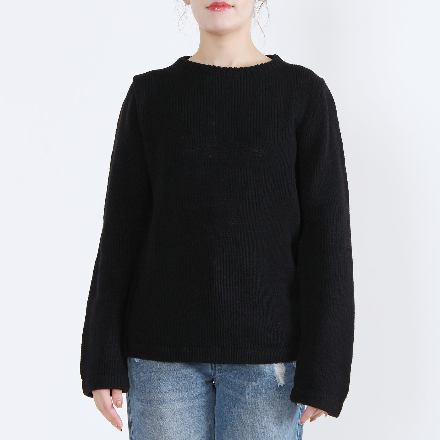 ウール100% ハートパッチニットプルオーバー ペルー産ニット使用