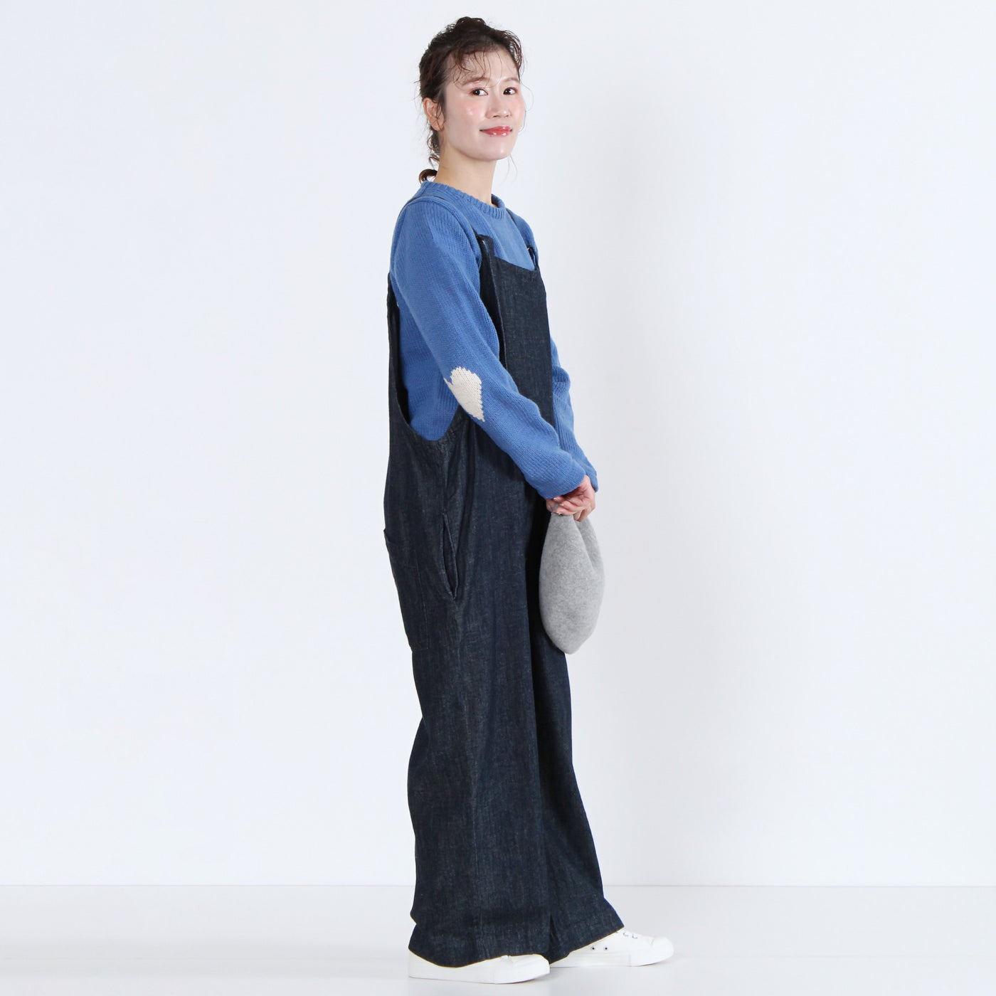 ウール100% ハートパッチニットプルオーバー ペルー産ニット使用