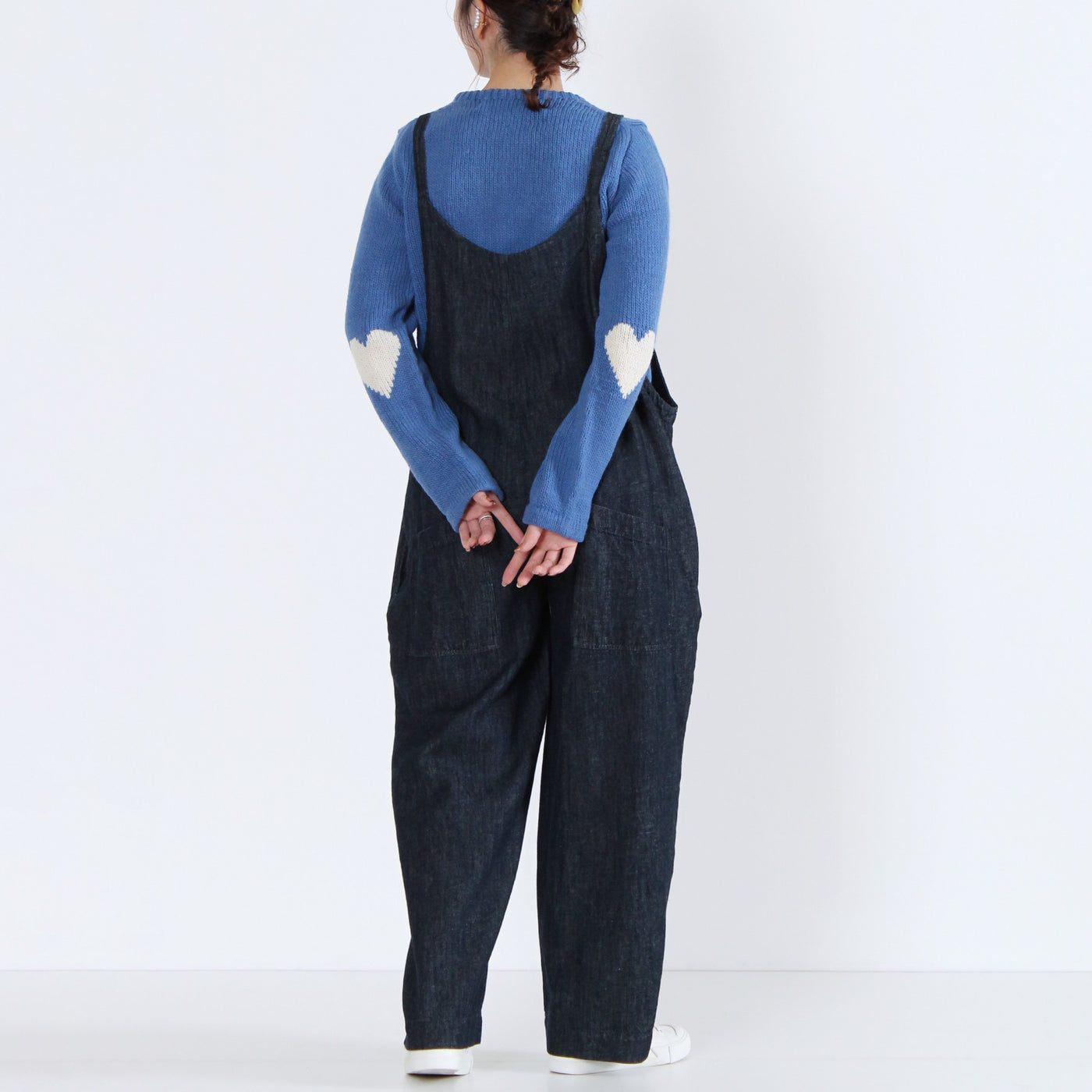 ウール100% ハートパッチニットプルオーバー ペルー産ニット使用