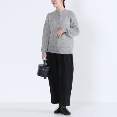 アルパカウール混 カラフル釦ニットカーディガン ペルー産ベビーアルパカニット使用