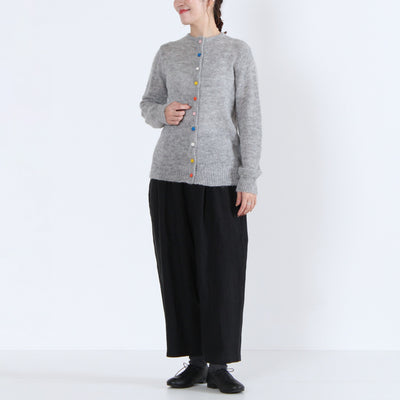 アルパカウール混 カラフル釦ニットカーディガン ペルー産ベビーアルパカニット使用