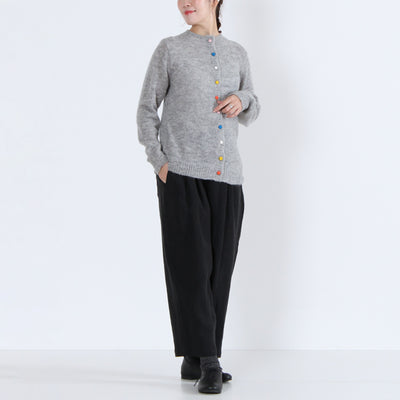 アルパカウール混 カラフル釦ニットカーディガン ペルー産ベビーアルパカニット使用