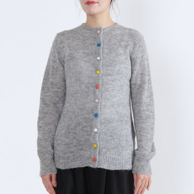 アルパカウール混 カラフル釦ニットカーディガン ペルー産ベビーアルパカニット使用