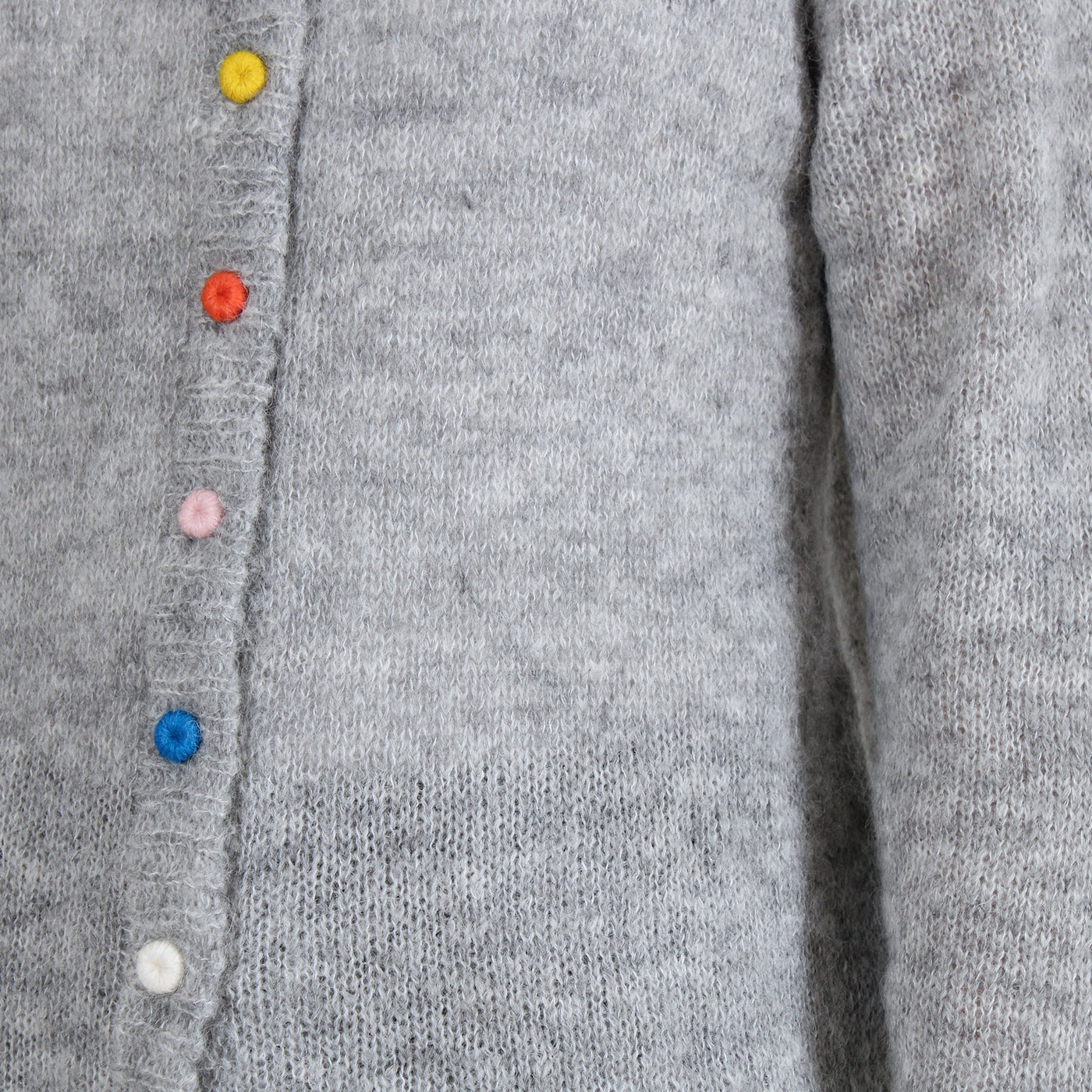 アルパカウール混 カラフル釦ニットカーディガン ペルー産ベビーアルパカニット使用