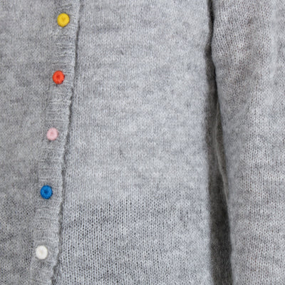 アルパカウール混 カラフル釦ニットカーディガン ペルー産ベビーアルパカニット使用