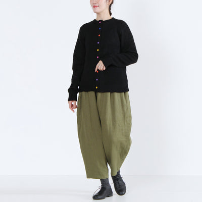 アルパカウール混 カラフル釦ニットカーディガン ペルー産ベビーアルパカニット使用