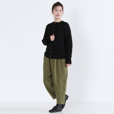 アルパカウール混 カラフル釦ニットカーディガン ペルー産ベビーアルパカニット使用