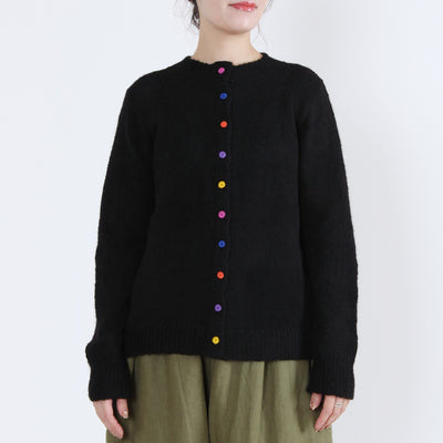 アルパカウール混 カラフル釦ニットカーディガン ペルー産ベビーアルパカニット使用