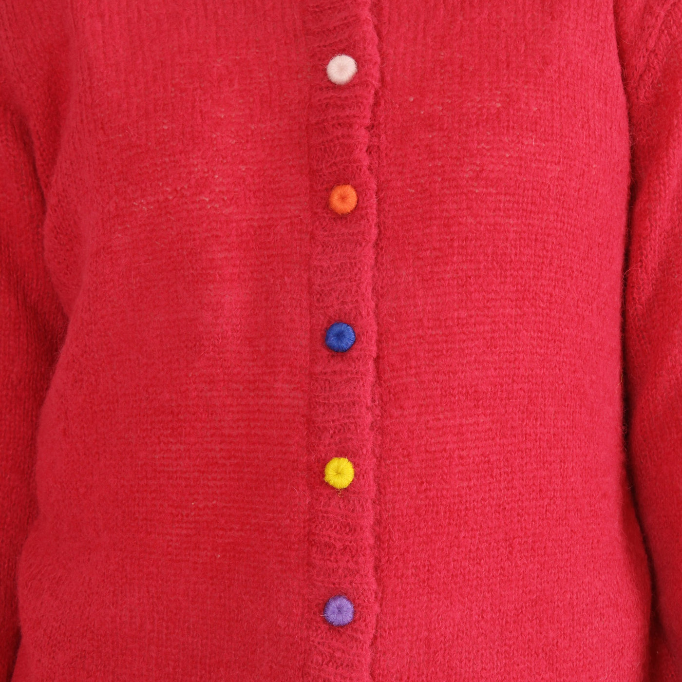 アルパカウール混 カラフル釦ニットカーディガン ペルー産ベビーアルパカニット使用