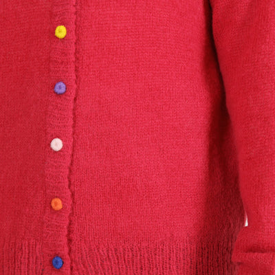 アルパカウール混 カラフル釦ニットカーディガン ペルー産ベビーアルパカニット使用