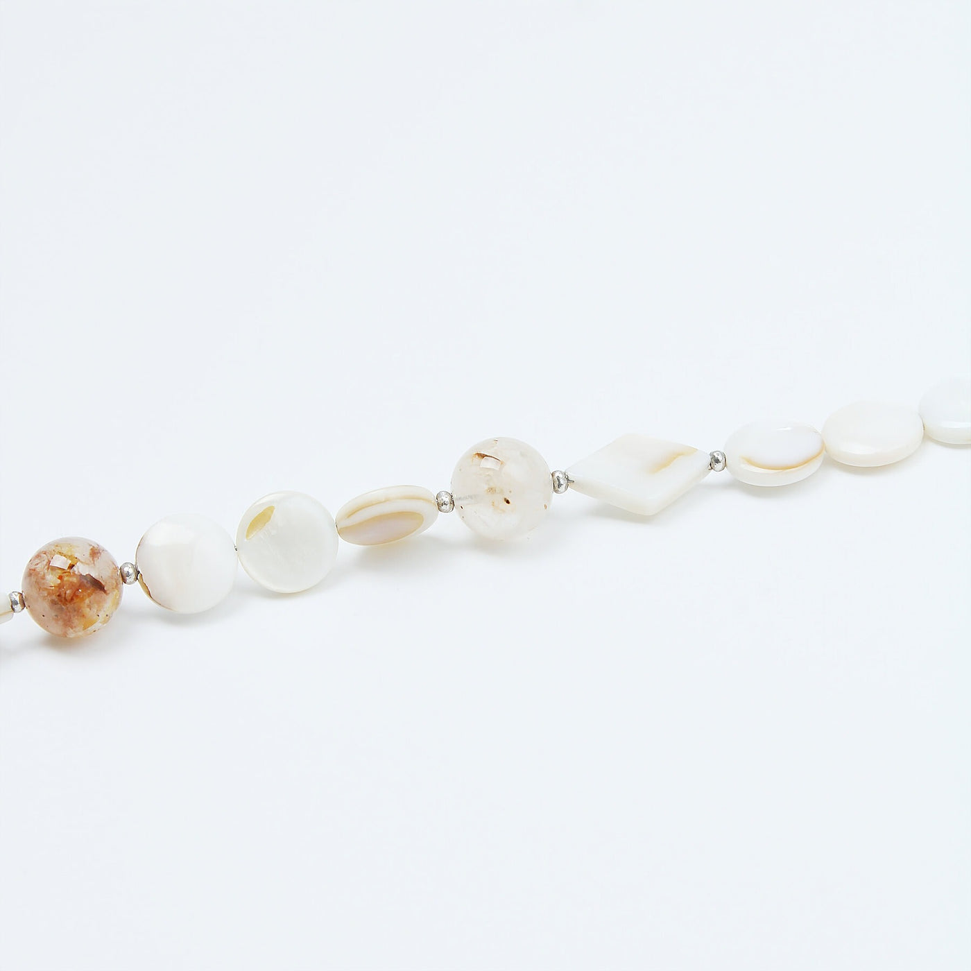 Bubbles from Ocean 天然石 ネックレス マザーオブパール バイオタイトインクォーツ シルバー